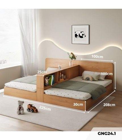 Giường gỗ GNG24.1 225x208 - Vân gỗ đậm