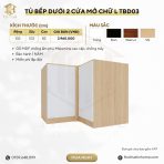 Tủ Bếp Dưới Hệ 2 Cửa Mở Góc Chữ L TBD03.1 102x102x82 - Vân gỗ nhạt
