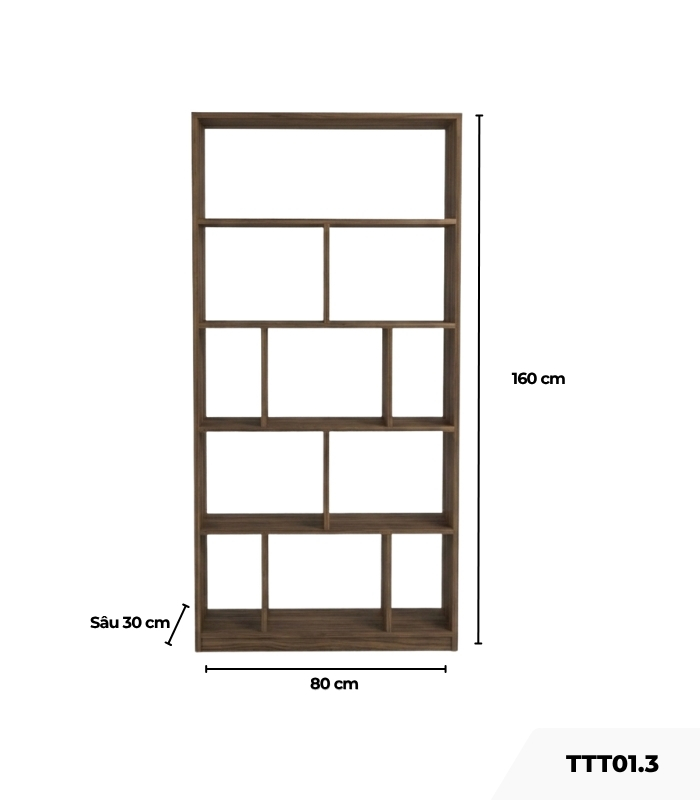 Tủ trang trí TTT01.3 80x160 - Vân gỗ đậm