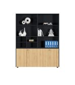 Tủ hồ sơ TH14.2 180x200 - Đen kết hợp Vân gỗ nhạt