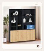 Tủ hồ sơ TH14.2 180x200 - Đen kết hợp Vân gỗ nhạt