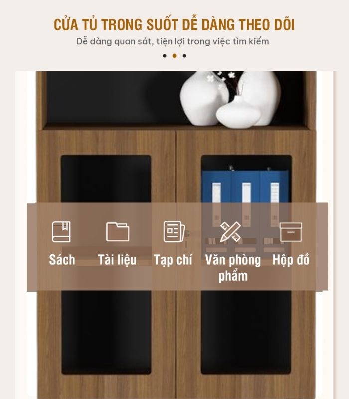 Tủ hồ sơ THS01.2 80x120 - Vân gỗ đậm