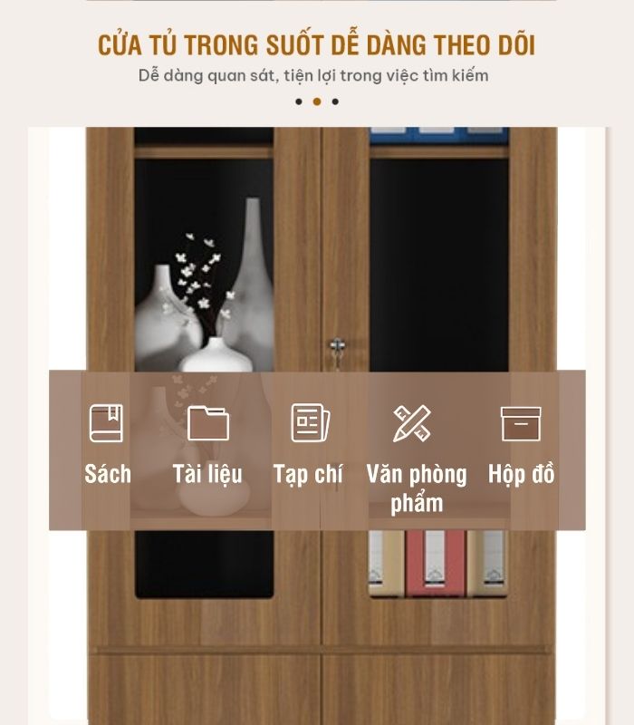 Tủ hồ sơ THS01.4 80x200 - Vân gỗ đậm
