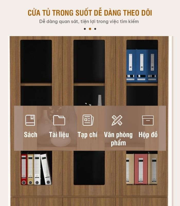 Tủ hồ sơ THS01.6 120x200 - Vân gỗ đậm