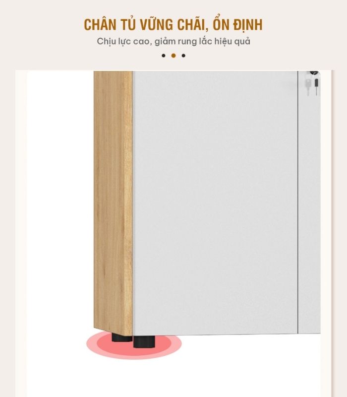 Tủ hồ sơ THS02.2 120x100 - Vân gỗ nhạt kết hợp Trắng