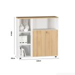 Tủ hồ sơ THS03.1 120x120 - Vân gỗ nhạt kết hợp Trắng