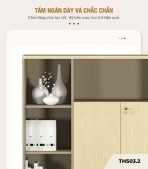 Tủ hồ sơ THS03.2 120x120 - Vân gỗ nhạt kết hợp Xanh