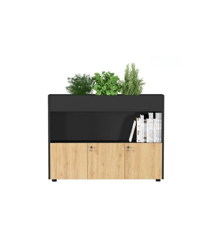 Tủ hồ sơ THS04.10 120x90 - Vân gỗ nhạt kết hợp Đen
