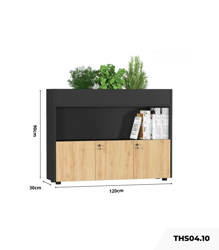 Tủ hồ sơ THS04.10 120x90 - Vân gỗ nhạt kết hợp Đen