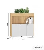 Tủ hồ sơ THS04.12 120x120 - Vân gỗ nhạt kết hợp Trắng