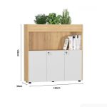 Tủ hồ sơ THS04.12 120x120 - Vân gỗ nhạt kết hợp Trắng