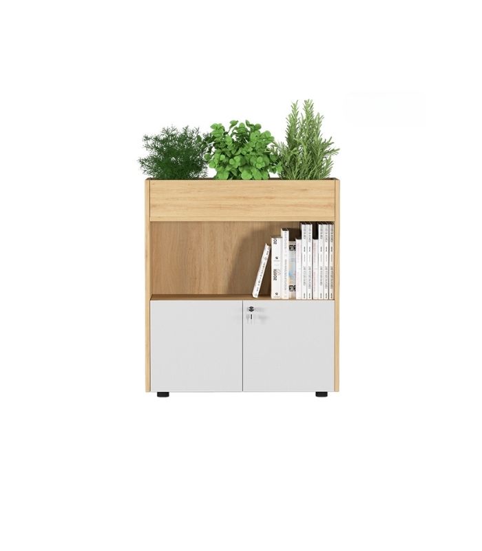 Tủ hồ sơ THS04.2 80x90 - Vân gỗ nhạt kết hợp Trắng