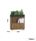 Tủ hồ sơ THS04.3 80x90 - Vân gỗ đậm kết hợp Đen