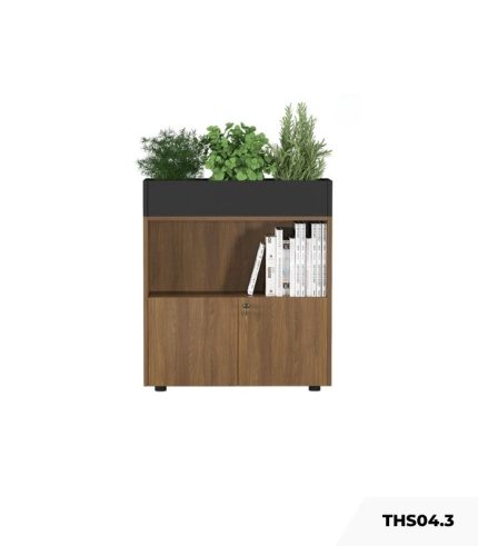 Tủ hồ sơ THS04.3 80x90 - Vân gỗ đậm kết hợp Đen