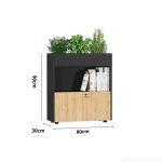 Tủ hồ sơ THS04.4 80x90 - Vân gỗ nhạt kết hợp Đen