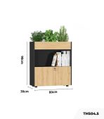 Tủ hồ sơ THS04.5 80x90 - Vân gỗ nhạt kết hợp Đen