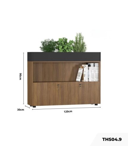 Tủ hồ sơ THS04.9 120x90 - Vân gỗ đậm kết hợp Đen