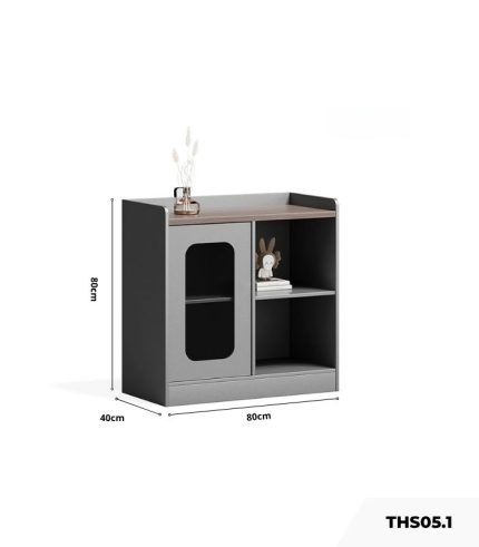 Tủ hồ sơ THS05.1 80x80 - Vân gỗ kết hợp Ghi