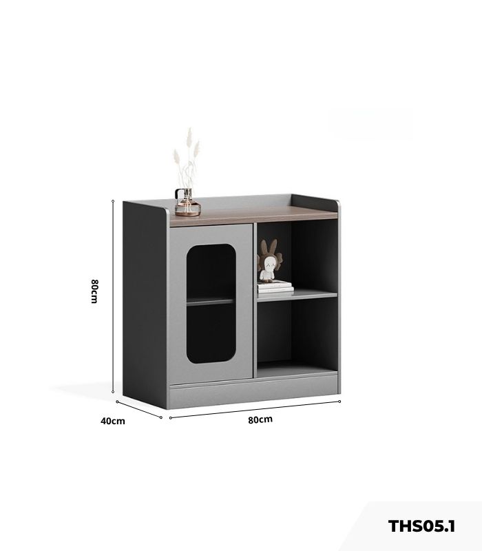 Tủ hồ sơ THS05.1 80x80 - Vân gỗ kết hợp Ghi