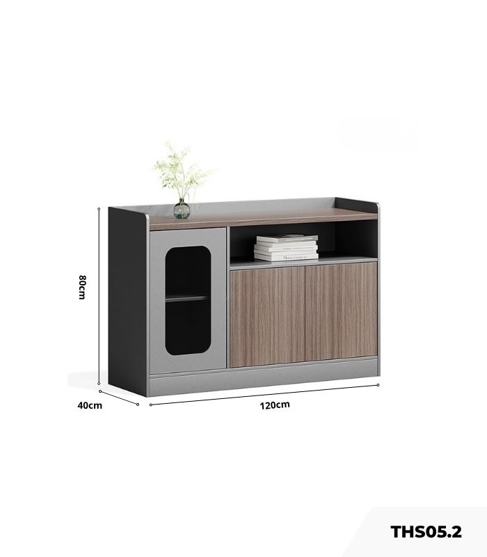 Tủ hồ sơ THS05.2 120x80 - Vân gỗ kết hợp Ghi