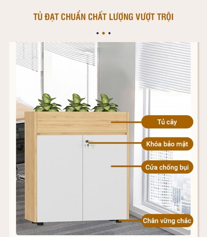 Tủ hồ sơ THS06.2 80x90 - Vân gỗ nhạt kết hợp Trắng