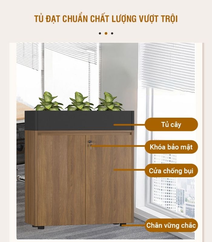 Tủ hồ sơ THS06.3 80x90 - Vân gỗ đậm kết hợp Đen