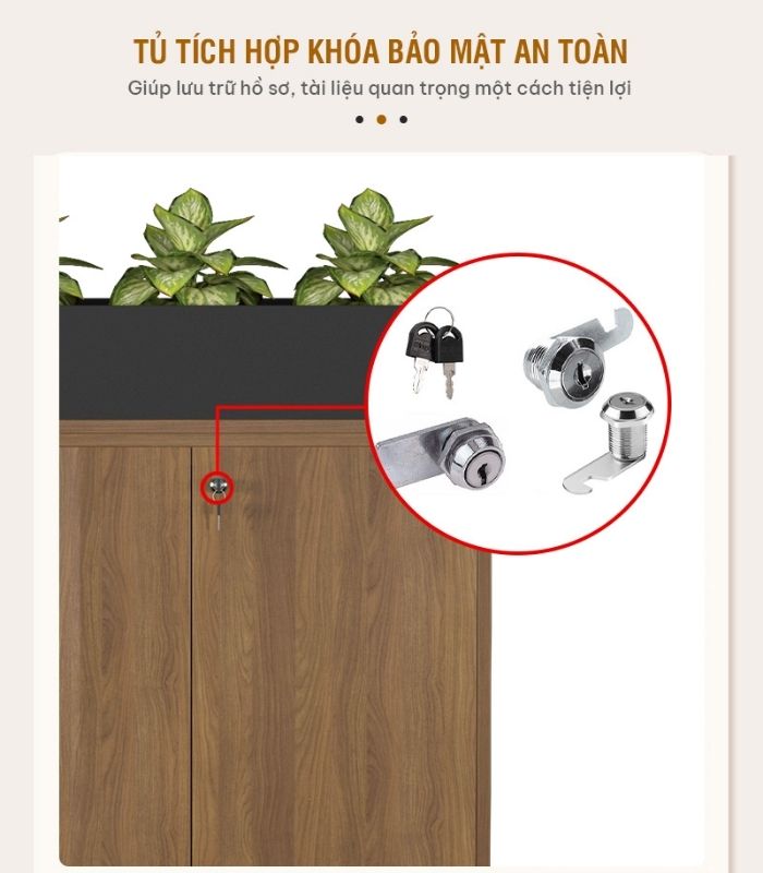 Tủ hồ sơ THS06.3 80x90 - Vân gỗ đậm kết hợp Đen