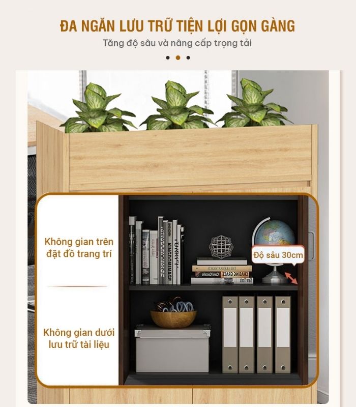 Tủ hồ sơ THS06.4 80x120 - Vân gỗ nhạt