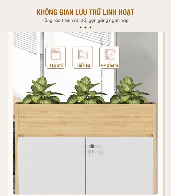 Tủ hồ sơ THS06.5 80x120 - Vân gỗ kết hợp Trắng