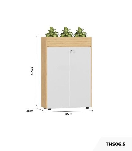 Tủ hồ sơ THS06.5 80x120 - Vân gỗ kết hợp Trắng