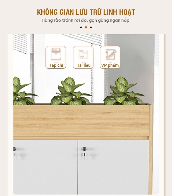 Tủ hồ sơ THS06.8 120x90 - Vân gỗ nhạt kết hợp Trắng