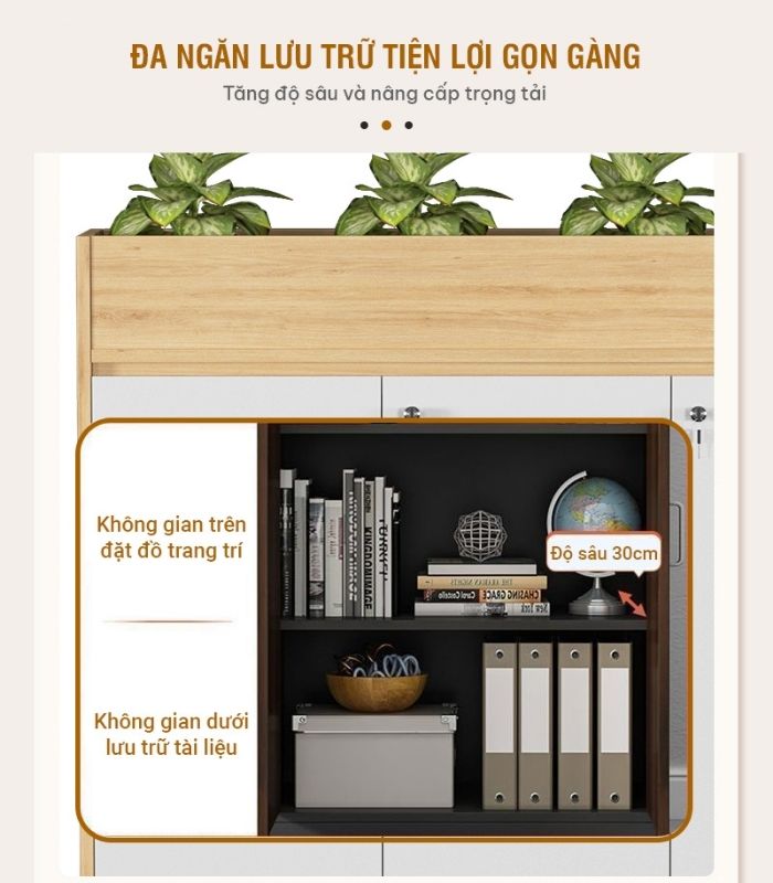 Tủ hồ sơ THS06.8 120x90 - Vân gỗ nhạt kết hợp Trắng