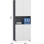 Tủ hồ sơ THS07.10 80x200 - Trắng kết hợp Đen