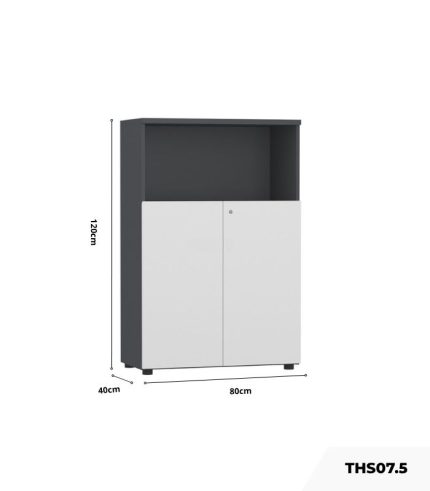 Tủ hồ sơ THS07.5 80x120 - Trắng kết hợp Đen