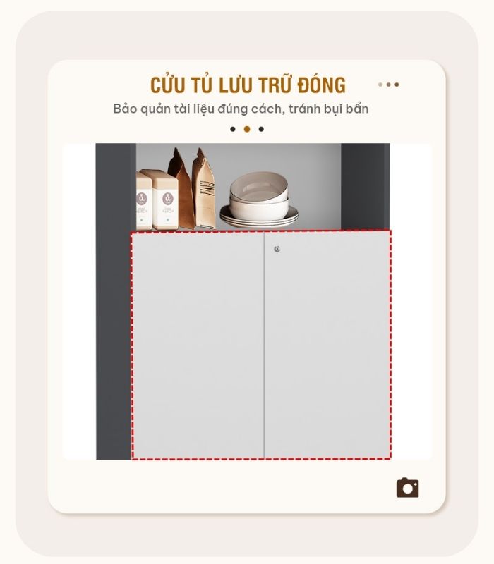 Tủ hồ sơ THS07.5 80x120 - Trắng kết hợp Đen