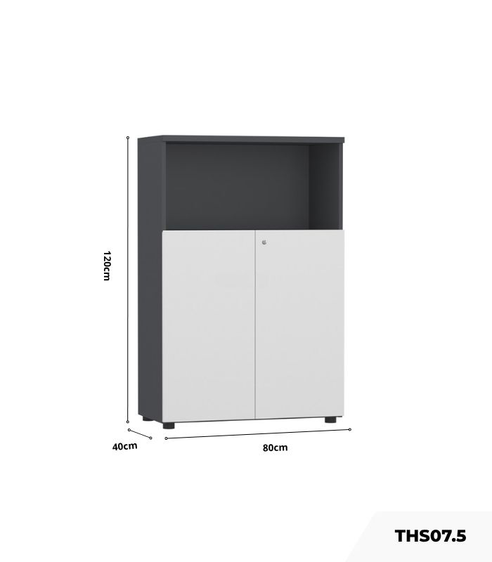 Tủ hồ sơ THS07.5 80x120 - Trắng kết hợp Đen