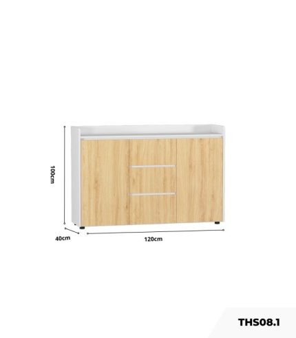 Tủ hồ sơ THS08.1 120x100 - Vân gỗ nhạt kết hợp Trắng