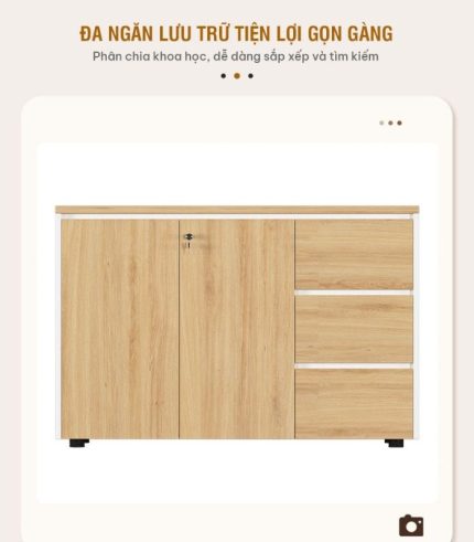 Tủ hồ sơ THS11.1 120x80 - Vân gỗ kết hợp Trắng