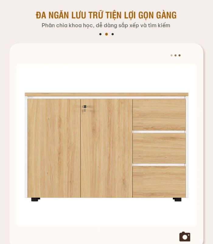 Tủ hồ sơ THS11.1 120x80 - Vân gỗ kết hợp Trắng