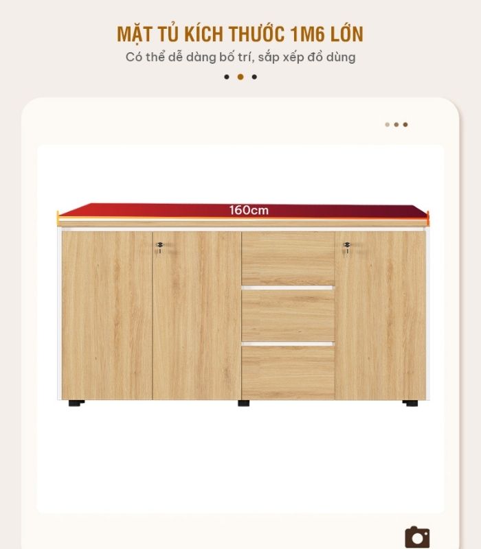 Tủ hồ sơ THS11.2 160x80 - Vân gỗ nhạt
