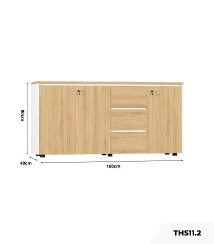 Tủ hồ sơ THS11.2 160x80 - Vân gỗ nhạt