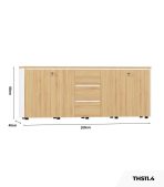 Tủ hồ sơ THS11.4 200x80 - Vân gỗ kết hợp Trắng