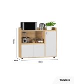 Tủ hồ sơ THS12.3 120x100 - Vân gỗ kết hợp Trắng
