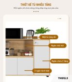 Tủ hồ sơ THS12.3 120x100 - Vân gỗ kết hợp Trắng
