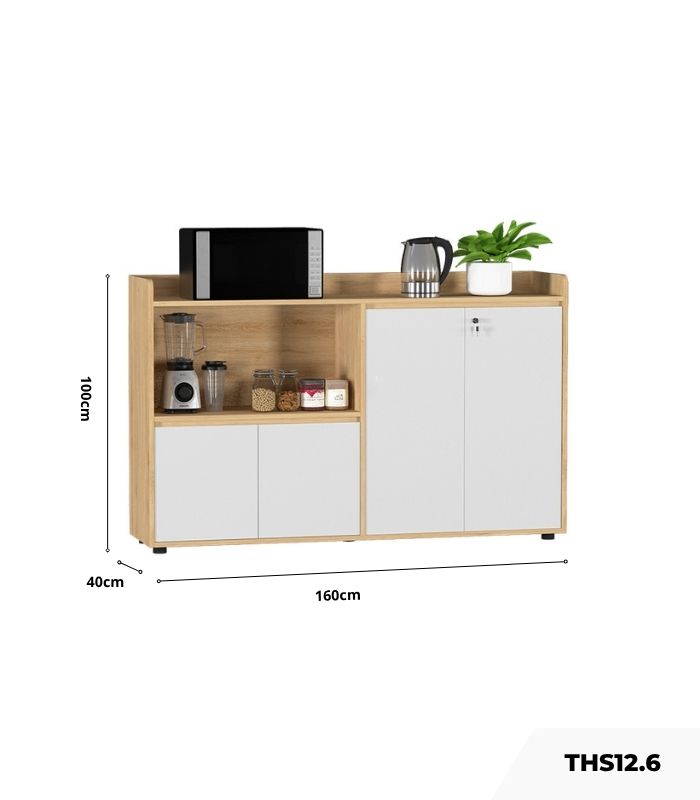 Tủ hồ sơ THS12.6 160x100 - Vân gỗ kết hợp Trắng