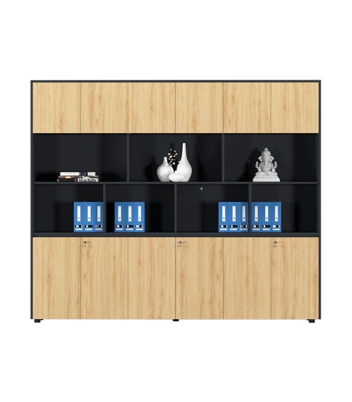 Tủ hồ sơ THS15.3 240x200 - Vân gỗ nhạt kết hợp Đen