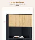 Tủ hồ sơ THS15.3 240x200 - Vân gỗ nhạt kết hợp Đen