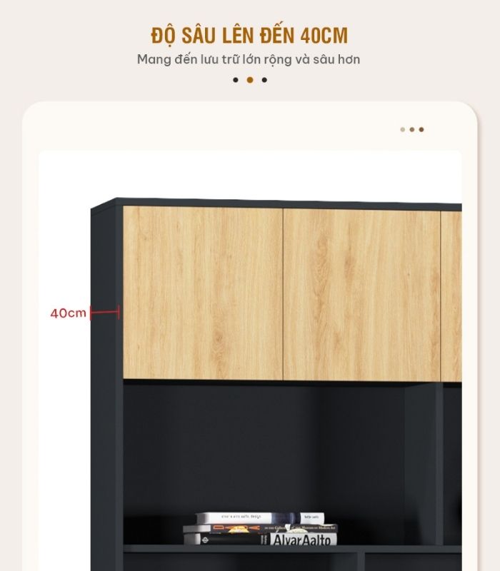 Tủ hồ sơ THS15.3 240x200 - Vân gỗ nhạt kết hợp Đen