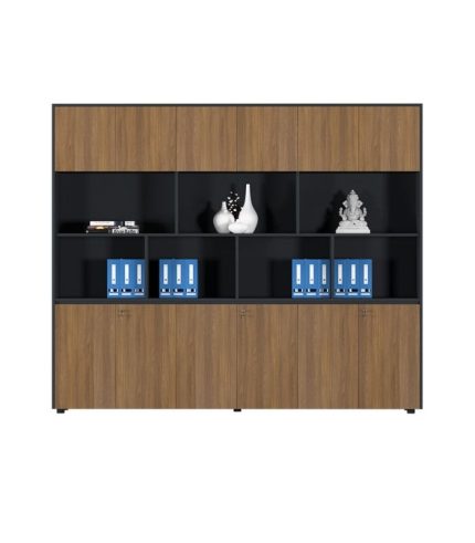 Tủ hồ sơ THS15.4 240x200 - Vân gỗ đậm kết hợp Đen