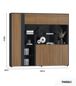 Tủ hồ sơ THS16.1 220x200 - Vân gỗ đậm kết hợp Đen